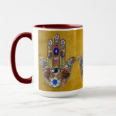 Mug Hamsa Coeurs Fleurs Opal Art sur Or (Gauche)