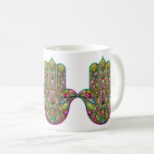 Mug Hamsa Fatma Main Psychedelic Art (Devant droit)