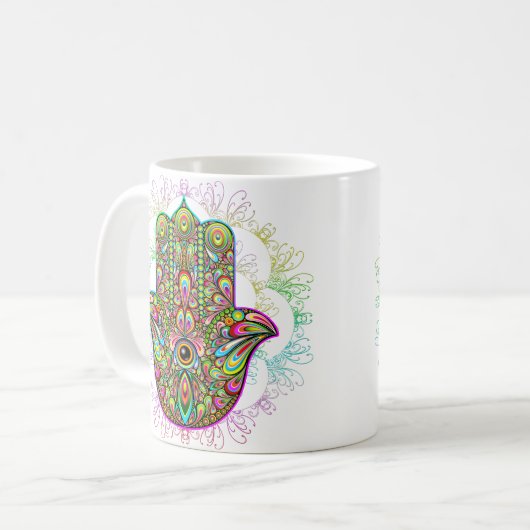 Mug Hamsa Fatma Main Psychedelic Art (Devant gauche)