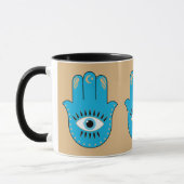 Mug Hamsa main Grec mal Oeil bleu (Gauche)