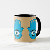 Mug Hamsa main Grec mal Oeil bleu (Devant droit)