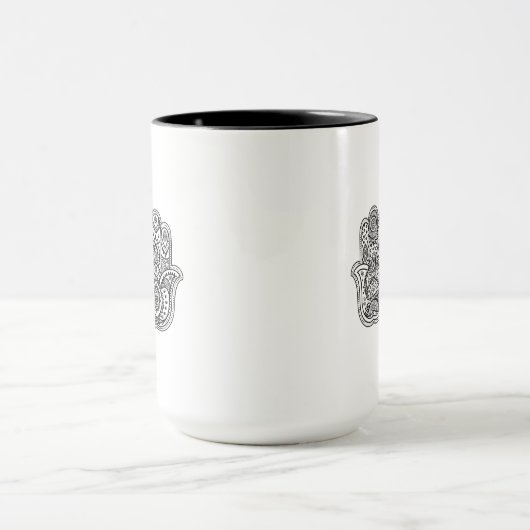 Mug Hamsa tiré par la main avec des ornements (Centre)
