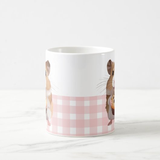 Mug Hamster mignon Avec Muffin Rose En vichy Check (Centre)