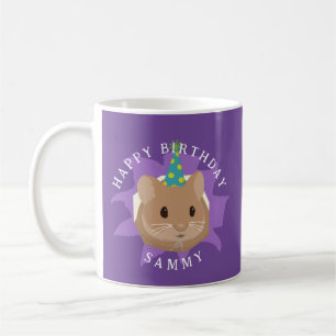 Mug Hamster mignon d'anniversaire regardant à travers