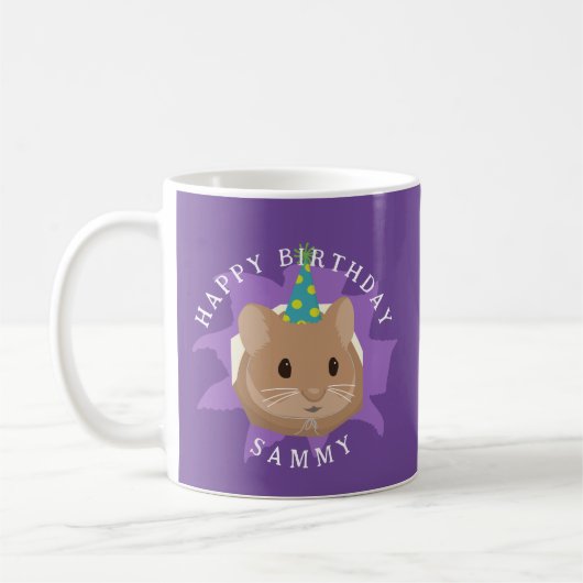 Mug Hamster mignon d'anniversaire regardant à travers (Gauche)