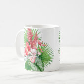 Mug Hana Hou ! (Blanc) arrangement de fleurs hawaïenne (Devant gauche)