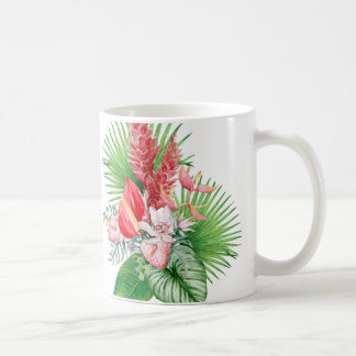 Mug Hana Hou ! (Blanc) arrangement de fleurs hawaïenne