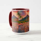 Mug Hanalei Kauai Hawaii Retro Volcano Road années 195 (Devant gauche)