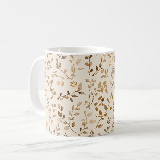 Mug Hand Drawn Boho Leaf Pattern (Devant gauche)