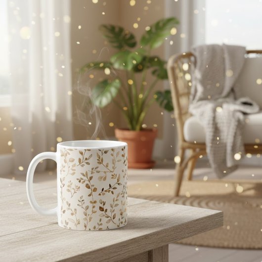 Mug Hand Drawn Boho Leaf Pattern