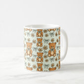 Mug Hand-Drawn Coquette Teddy Bears Seamless Pattern (Devant droit)