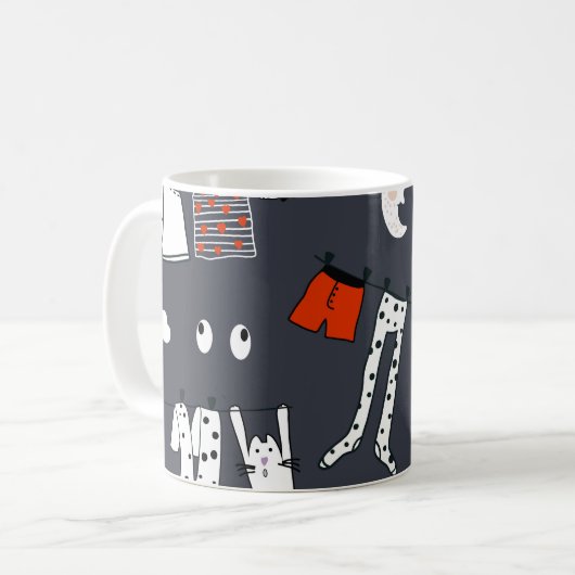 Mug Hand drawn cute cartoon seamless pattern illustrat (Devant gauche)