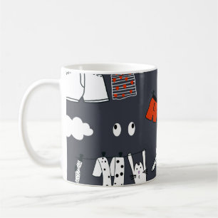 Mug Hand drawn cute cartoon seamless pattern illustrat