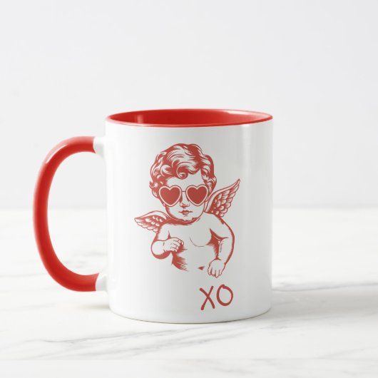 Mug Hand Drawn Funny Romantic Cupid XO Valentines Day (Gauche)