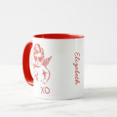 Mug Hand Drawn Funny Romantic Cupid XO Valentines Day (Devant gauche)