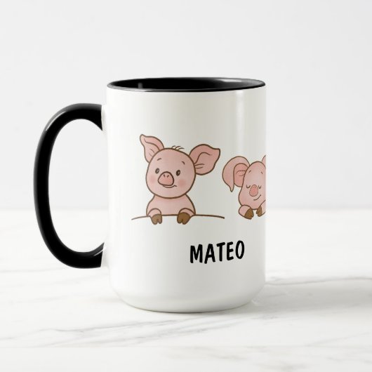 Mug Hand Drawn Pig Custom Cute (Gauche)
