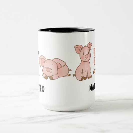 Mug Hand Drawn Pig Custom Cute (Centre)