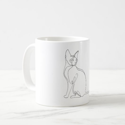 Mug Hand Drawn Sphynx Cat Minimalist Design (Devant gauche)