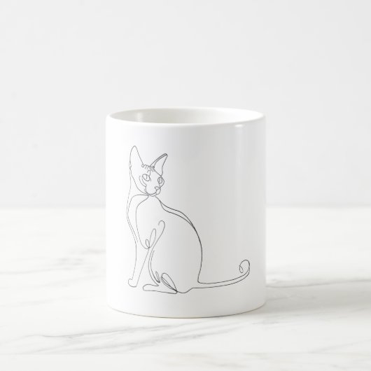 Mug Hand Drawn Sphynx Cat Minimalist Design (Centre)