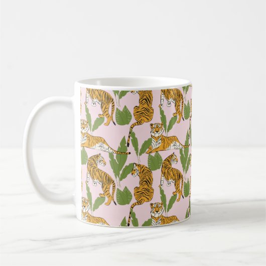 Mug Hand drawn tiger seamless pattern, big cats in dif (Gauche)