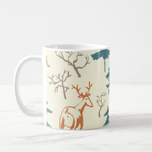 Mug Hand drawn winter seamless pattern with deer and p (Gauche)