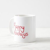Mug Hand-lettered script red Happy Holidays (Devant gauche)