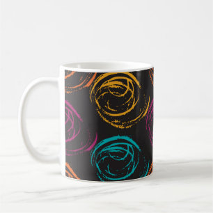 Mug Hand painted grange texture. Ink geometric element
