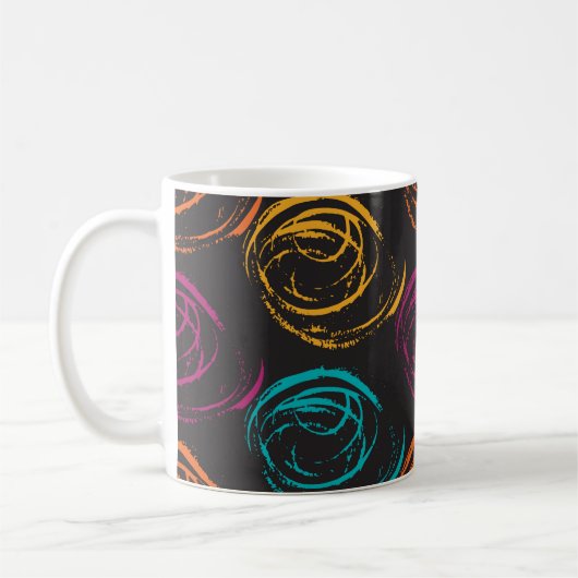 Mug Hand painted grange texture. Ink geometric element (Gauche)