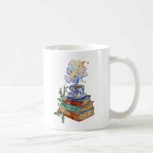 Mug Hand Painted Magical Books Steaming Cup Watercolor