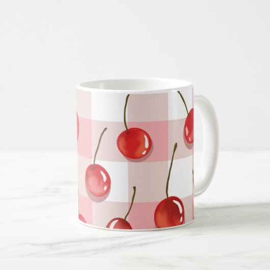 Mug Hand-Painted Red Cherries Seamless Pattern (Devant droit)