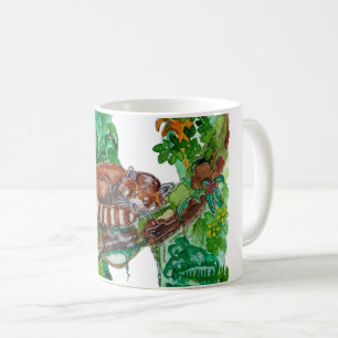 Mug Hand Painted Sleeping Red Panda Watercolor Art