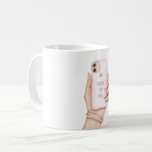Mug Hand phone chic pink nails (Devant gauche)