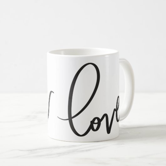 Mug Handwritten Calligraphy Script love  (Devant droit)