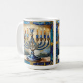 Mug Hanoukka bleue Menorah (Devant gauche)