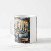 Mug Hanoukka bleue Menorah (Devant gauche)