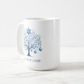 Mug Hanoukka Blue Menorah Tree avec l'étoile de David (Devant gauche)