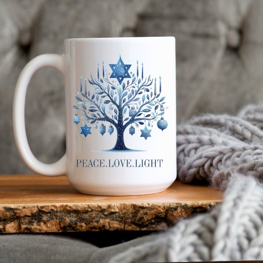 Mug Hanoukka Blue Menorah Tree avec l'étoile de David