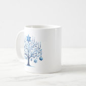 Mug Hanoukka Blue Menorah Tree Star de David (Devant gauche)