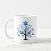 Mug Hanoukka Blue Menorah Tree Star de David (Gauche)