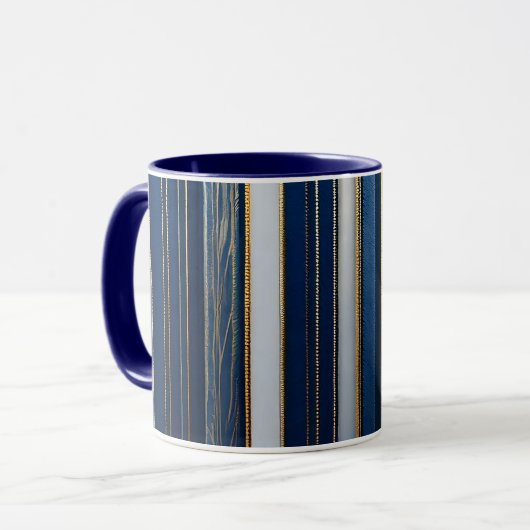 Mug Hanoukka Blues Stripes Bleu Blanc Or (Devant gauche)