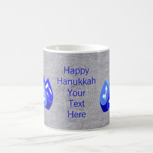 Mug Hanoukka Dreidels In Blue Kids Ajouter Votre Nom A (Centre)