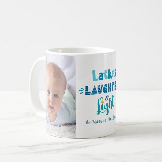 Mug Hanoukka Latkes Laughton Light Fun 2 Photo Custom (Devant gauche)