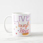 Mug Hanoukka "Live Laugh Love a latke" Multicolor<br><div class="desc">Multicolor, Fun Hanoukka mug. "Vis, ris, aime un loquet ! Chanukah Mug. Personnalisez en supprimant, "Happy Chanukah, Bubbie! Love, Amy & Jason", puis choisissez votre style de police préféré, taille, couleur et libellé pour personnaliser votre tasse! Créez un cadeau simple en ajoutant quelques bonbons à la tasse, enveloppez-le de cellophane...</div>