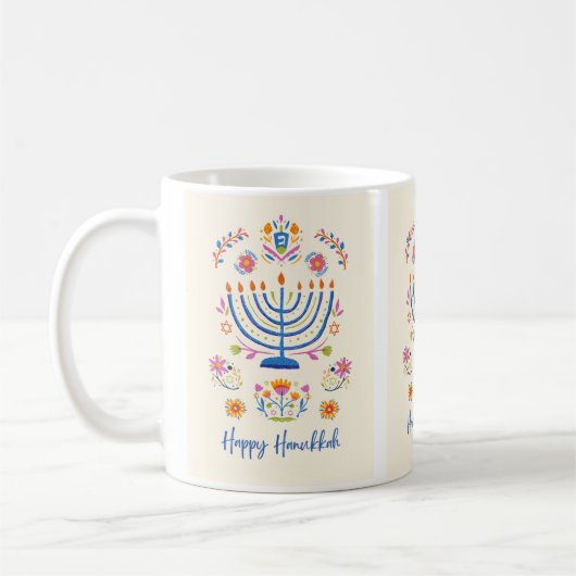 Mug Hanoukka, minnorah (Gauche)
