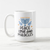 Mug Hanoukka moderne Paix, Amour & Miracles Grand (Gauche)