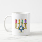 Mug Hanoukka Rainbow Candles Gold Menorah (Gauche)