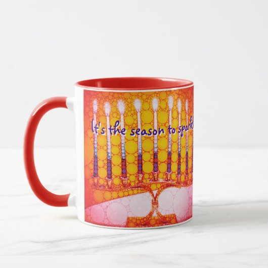 Mug Hanoukka rouge Menorah C'est la saison pour étince (Gauche)