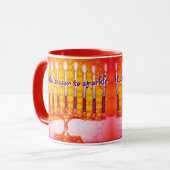 Mug Hanoukka rouge Menorah C'est la saison pour étince (Devant gauche)