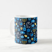 Mug Hanoukka Symboles Motif bleu (Devant gauche)