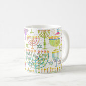 Mug Hanoukka White Gold Menorah Star de David (Devant droit)